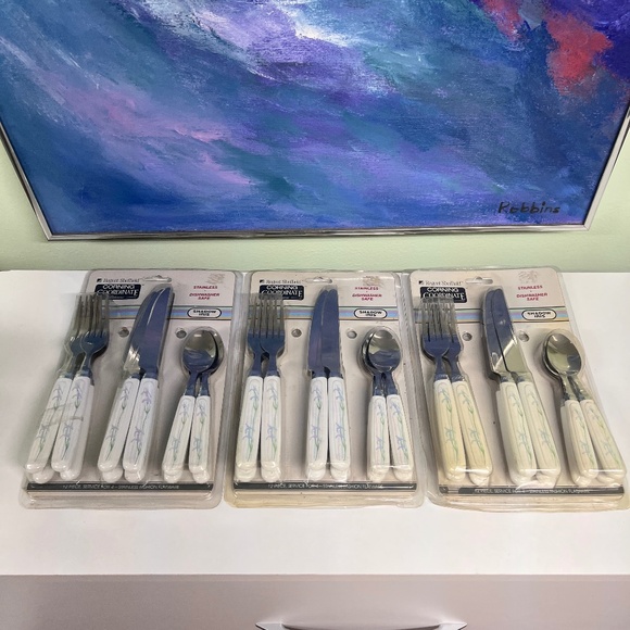 3 Packs NOS Corning Coordinate Shadow Iris Flatware Silverware Regent Sheffield - Picture 1 of 9